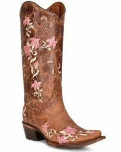 Corral Women's Floral Embroidered Tall Western Boots - Snip Toe