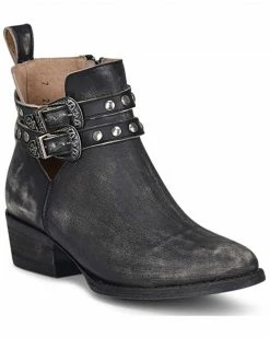 Corral Women's Studded Harness Booties - Round Toe Black