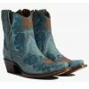 Corral Women's Blue Jean Flowered Embroidery Ankle Western Bootie - Snip Toe -Corral Boots Shop 2000371822 400 P1