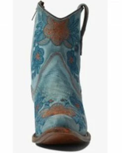 Corral Women's Blue Jean Flowered Embroidery Ankle Western Bootie - Snip Toe 9 Corral Women's Blue Jean Flowered Embroidery Ankle Western Bootie - Snip Toe -Corral Boots Shop 2000371822 400 P3