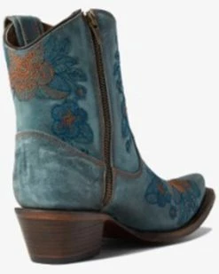 Corral Women's Blue Jean Flowered Embroidery Ankle Western Bootie - Snip Toe 10 Corral Women's Blue Jean Flowered Embroidery Ankle Western Bootie - Snip Toe -Corral Boots Shop 2000371822 400 P4