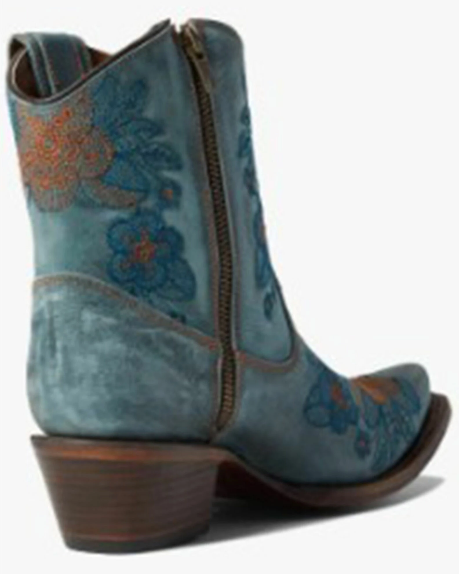Corral Women's Blue Jean Flowered Embroidery Ankle Western Bootie - Snip Toe 6 Corral Women's Blue Jean Flowered Embroidery Ankle Western Bootie - Snip Toe - Image 4
