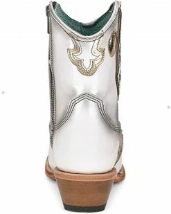 Corral Women's Patent Leather Inlay & Embroidery Western Booties - Pointed Toe  White -Corral Boots Shop 2000375941 100 P4