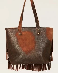 Corral Women's Fringe Distressed Leather Tote Bag Chocolate -Corral Boots Shop 2000383377 240 P3