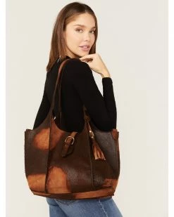 Corral Women's Concho Tassel Distressed Leather Shoulder Bag Chocolate