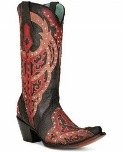 Corral Women's LD Western Boots - Snip Toe Black/red