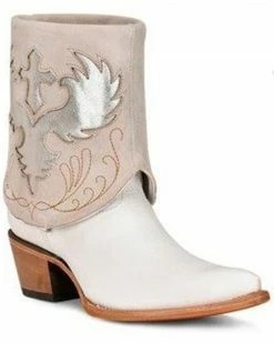 Corral Women's Lamb Wing & Cross Convertible Western Booties - Pointed Toe White