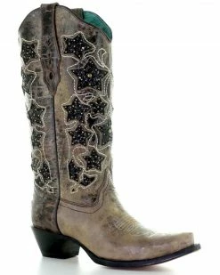 Corral Women's Glitter Star Western Boots - Snip Toe Brown