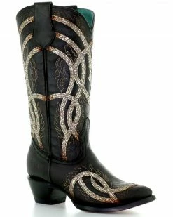 Corral Women's Glitter Overlay Western Boots - Pointed Toe Black