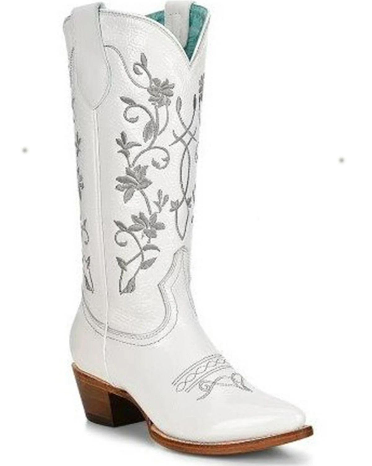 Corral Women's Floral Embroidered Patent Leather Western Boots - Pointed Toe White 4 Corral Women's Floral Embroidered Patent Leather Western Boots - Pointed Toe White - Image 2